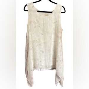 Giusy Silk Sleeveless Floral Lagenlook Assymetrical Tunic Top Made in Italy M